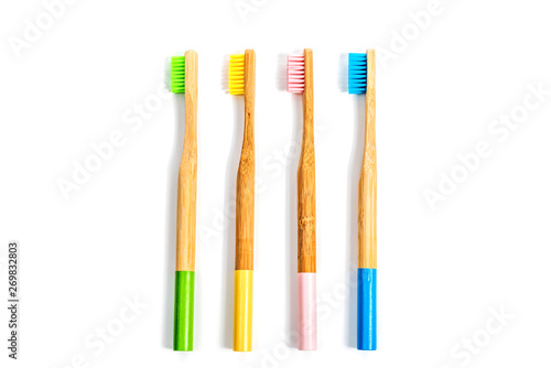 bamboo toothbrush isolated on the white background