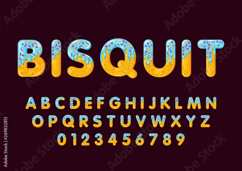Donut cartoon biscuit bold font style