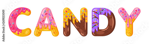 Donut cartoon candy biscuit bold font style