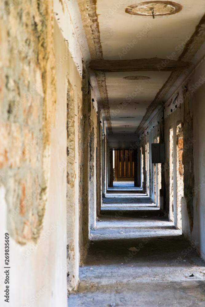 Hallway in the abandoned building Hallway in the abandoned building