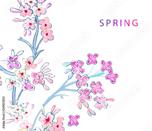 Elegant beautiful colorful floral illustration