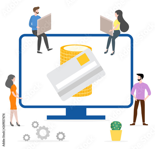 People using online banking service. Finance