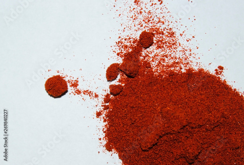 red paprika powder on a white background