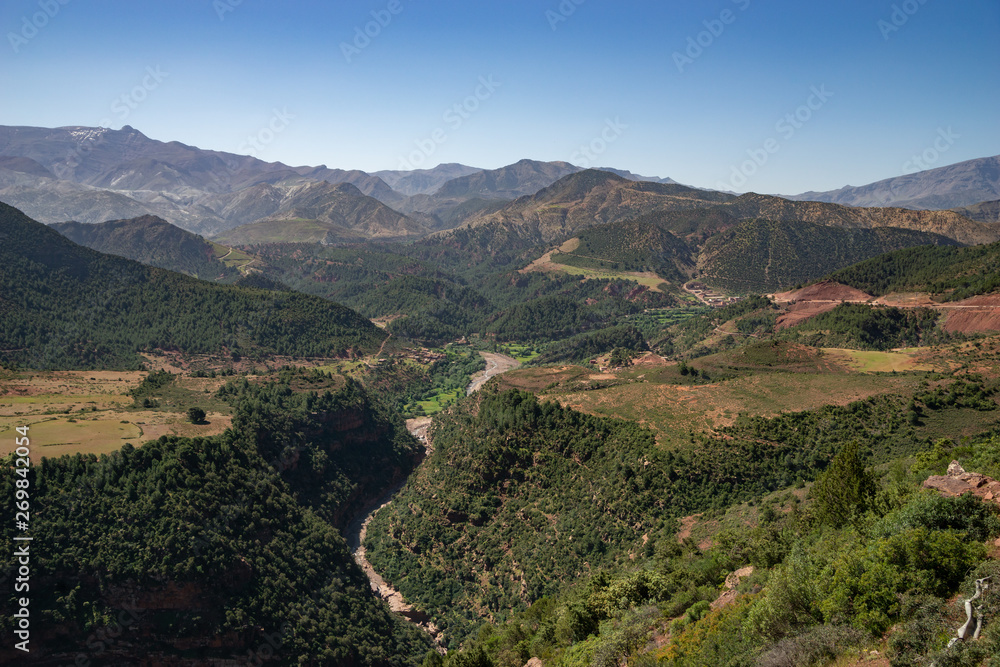 Green valley in the Atlas Mountains Morocco