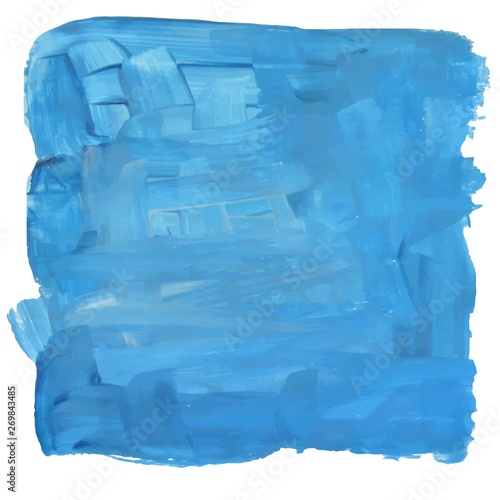 Blue spot painted with oil paint and isolated on white background