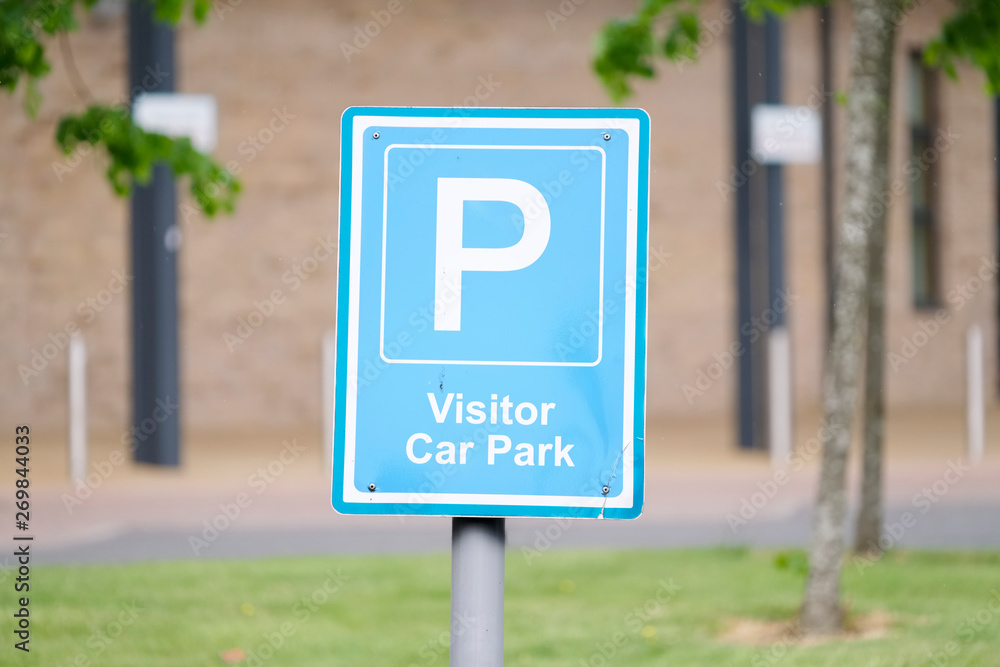 Visitor car park sign at school and college grounds Visitor car park sign at school and college grounds
