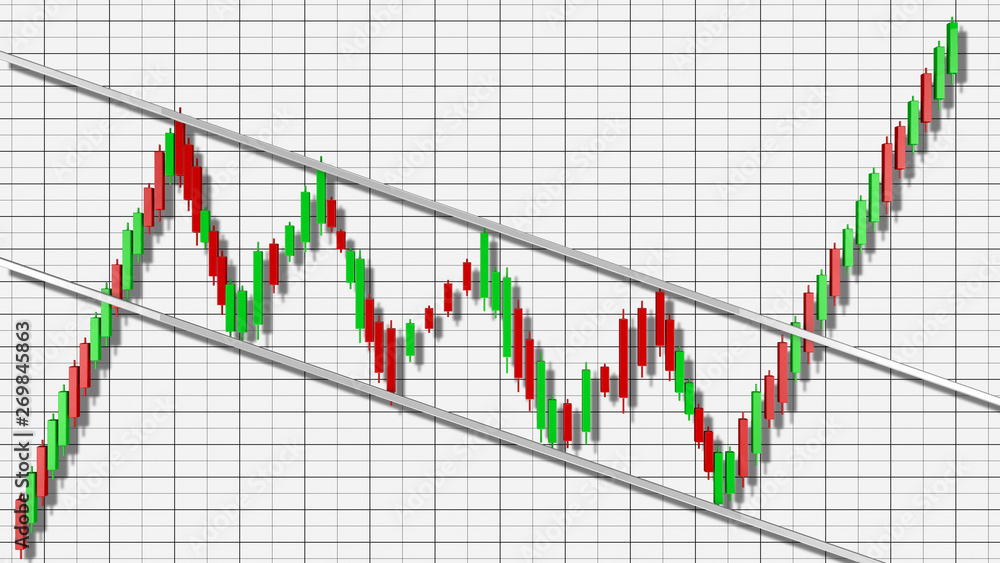Obraz premium Ascending Channel Bullish Stock Chart Pattern 3D Illustration