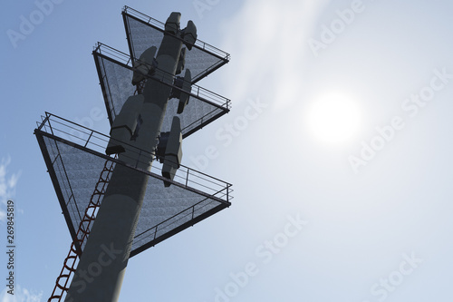 5G Telecommunication Tower under Blue Sky 3D Illustration