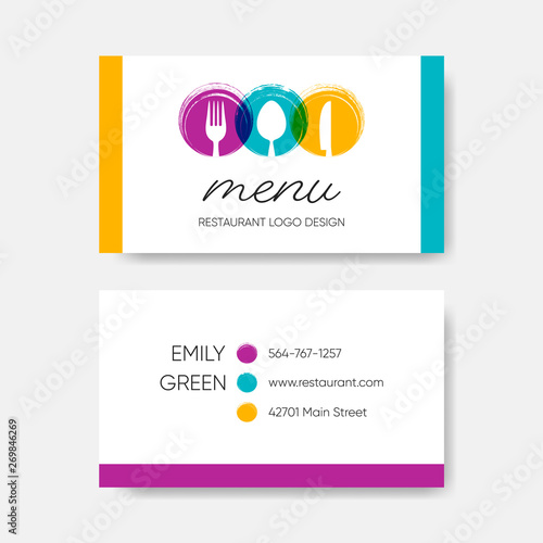 Modern business card template vector restaurant menu design