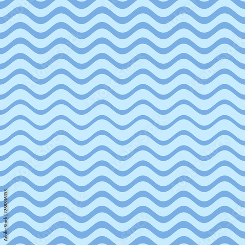 Summer blue vector seamless gradient wavy line pattern