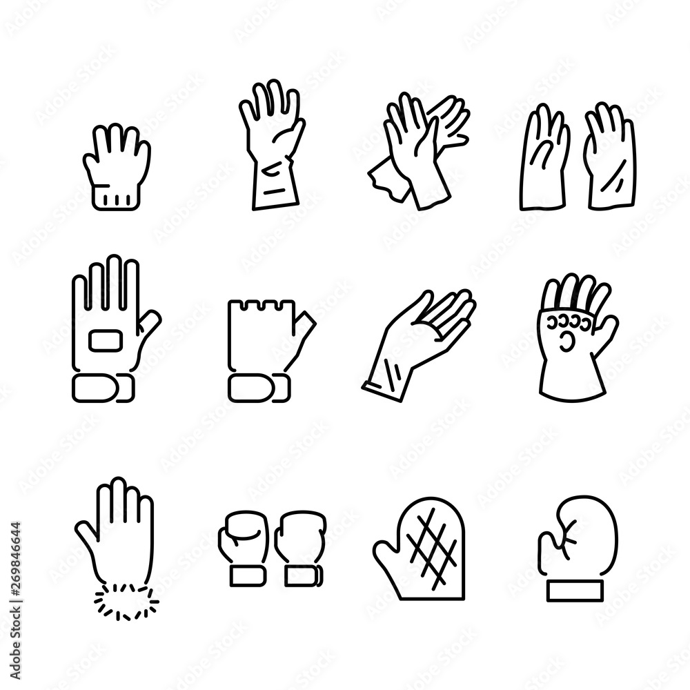 Obraz premium gloves line icon set