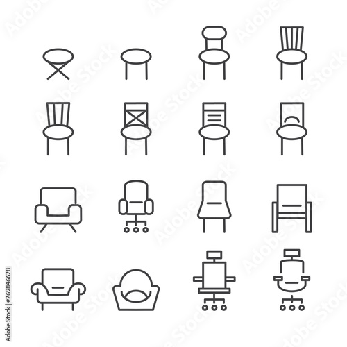 chair line icon set 2