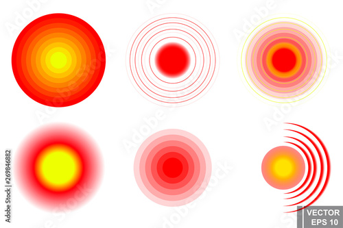 place of pain. Red circle. Definition Treatment. For your design.