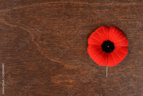 top view remembrance day poppy