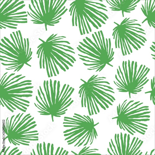 palm leaves print seamless vector pattern for girls. Nature girlish palm leaves print  bright background
