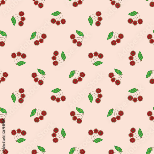 Patchwork Seamless Pattern with Cherry