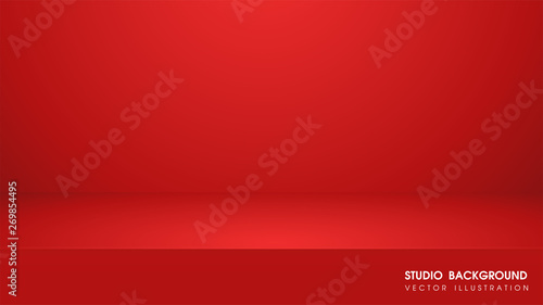 Vector table with red carpet in the studio For making advertising media for selling products.