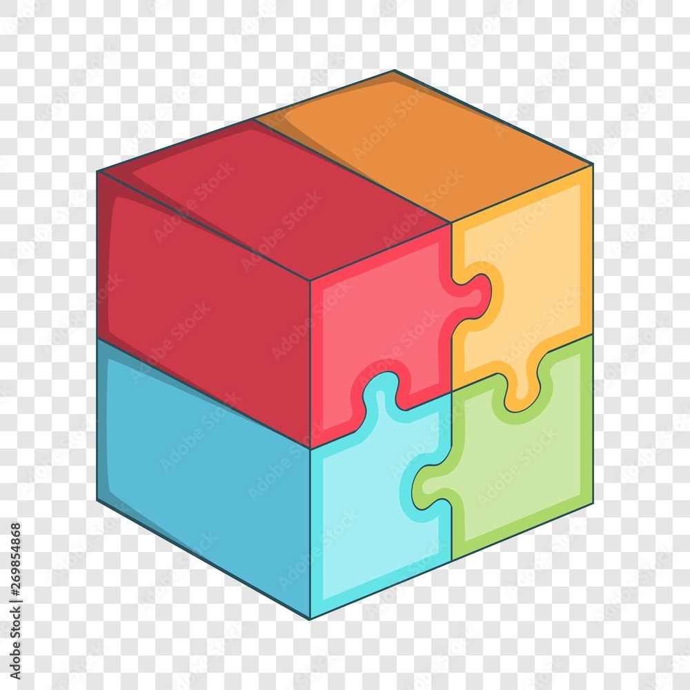 Puzzle cube icon. Cartoon illustration of puzzle cube vector icon for web Puzzle cube icon. Cartoon illustration of puzzle cube vector icon for web
