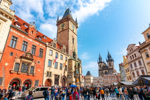 City Hall tower and Old town square, Prague, Czech Republic