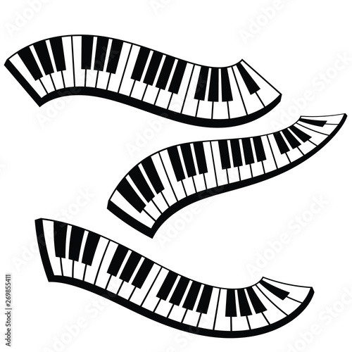 Curve keyboard piano, Music symbol icon design