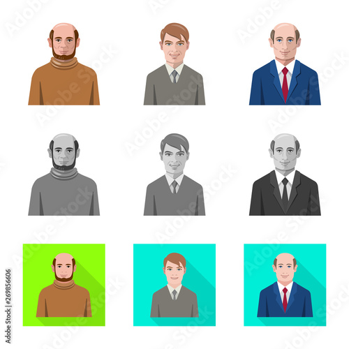 Vector design of hairstyle and profession  symbol. Set of hairstyle and character  vector icon for stock.