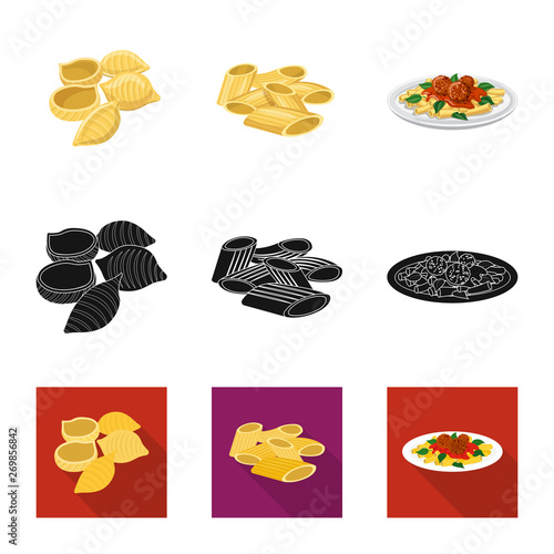 Isolated object of pasta and carbohydrate logo. Collection of pasta and macaroni stock symbol for web.