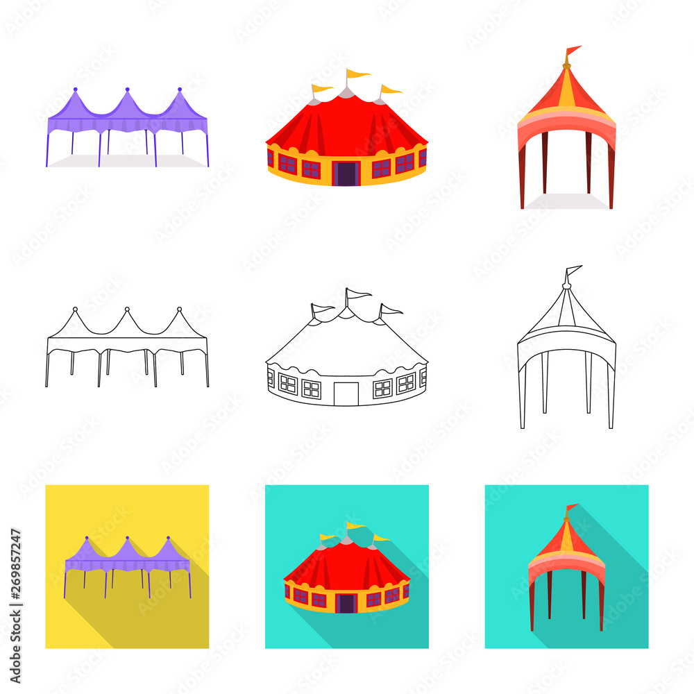 Isolated object of roof and folding symbol. Set of roof and architecture stock vector illustration.