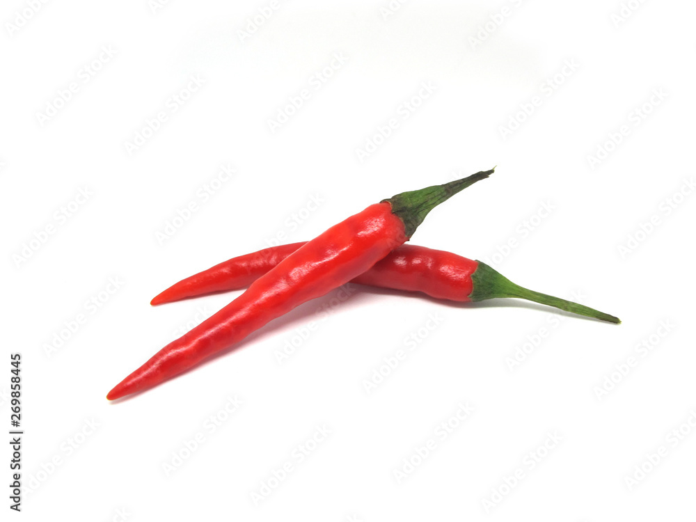 2 Chili peppers isolated on white background