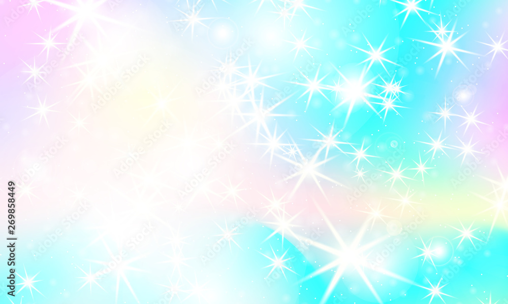 Unicorn rainbow background. Holographic sky Unicorn rainbow background. Holographic sky