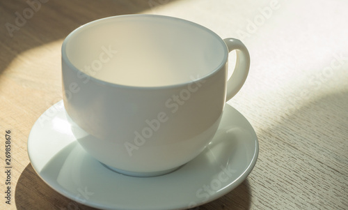 coffee cup on wood table