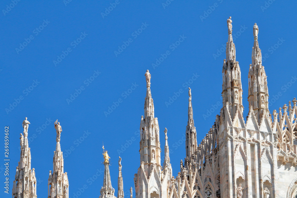 guglie del duomo di milano in italia, spires of the Milan Cathedral in Italy