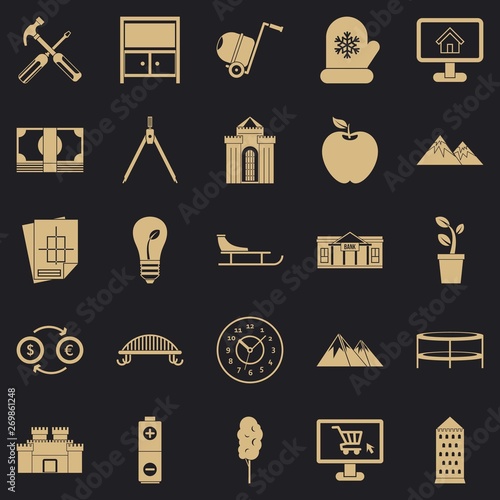 Apartment house icons set. Simple set of 25 apartment house vector icons for web for any design