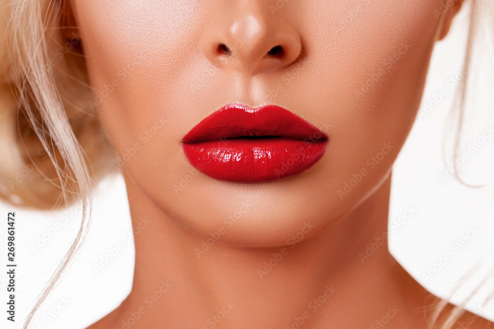 Red Lip gloss. Beautiful natural lips Red color. Sexy Lips. Beautiful Make-up Closeup. Lip Gloss Cherry Color. Texture. Volume and Beauty of the Lips. Plump lips. Red Lip gloss. Beautiful natural lips Red color. Sexy Lips. Beautiful Make-up Closeup. Lip Gloss Cherry Color. Texture. Volume and Beauty of the Lips. Plump lips.