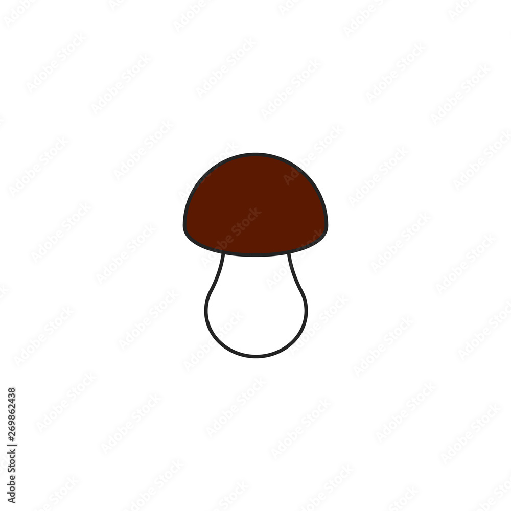 A forest mushroom with a brown hat. Vector linear icon in a flat style. Vector illustaration. A forest mushroom with a brown hat. Vector linear icon in a flat style. Vector illustaration.