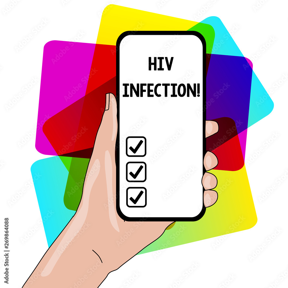 Word writing text Hiv Infection. Business photo showcasing sexually transmitted infection and a chronic disease Closeup of Smartphone Device Held in Hand with Empty Screen and Text Space Word writing text Hiv Infection. Business photo showcasing sexually transmitted infection and a chronic disease Closeup of Smartphone Device Held in Hand with Empty Screen and Text Space