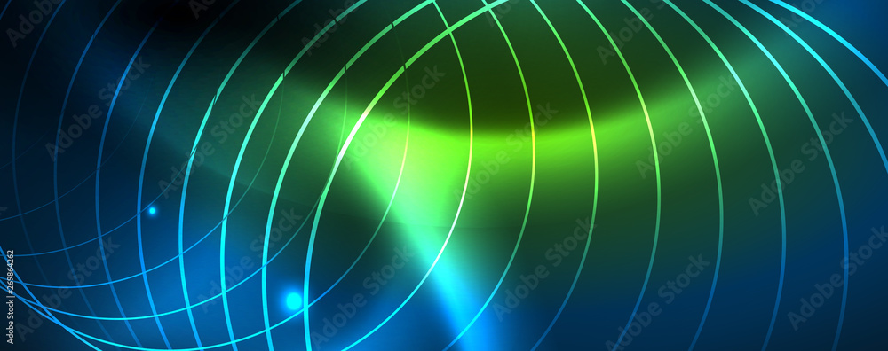 Neon glowing techno lines, hi-tech futuristic abstract background template, vector Neon glowing techno lines, hi-tech futuristic abstract background template, vector