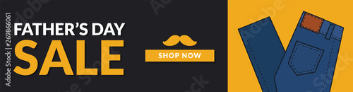 Father's Day Sale Promotion Poster or banner with men's jeans. Promotion and shopping template for Fathers Day.