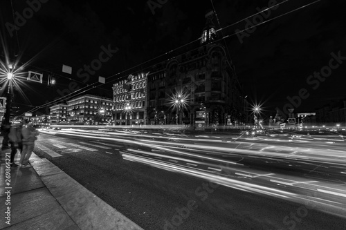 traffic in the city at night