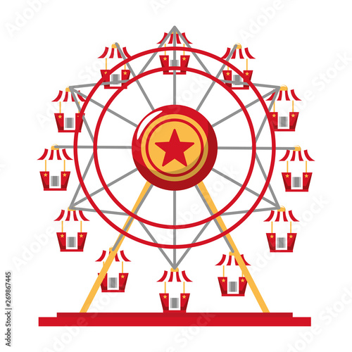Festival big wheel cartoon isolated vector illustration