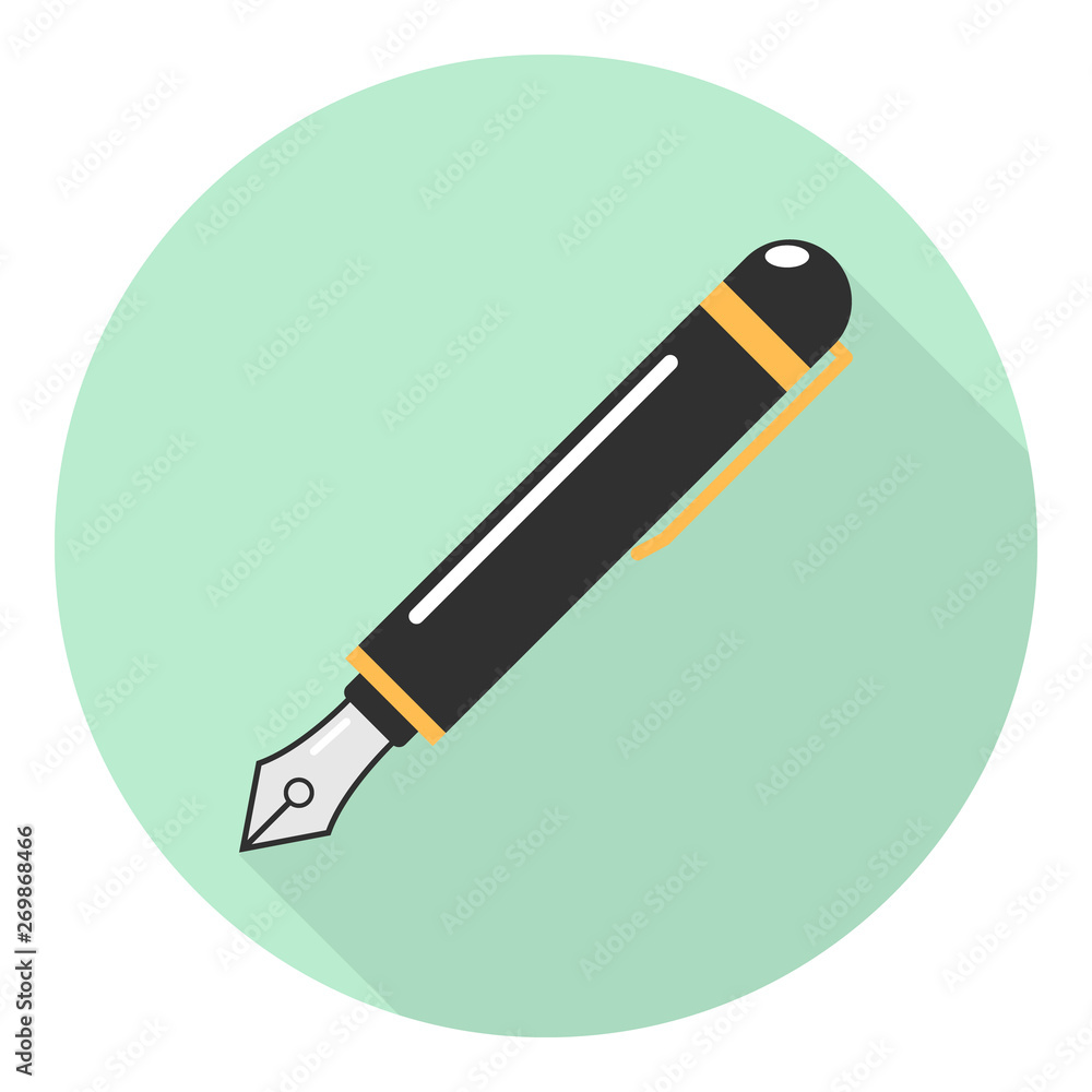 flat icon of gold and black fountain pen flat icon of gold and black fountain pen