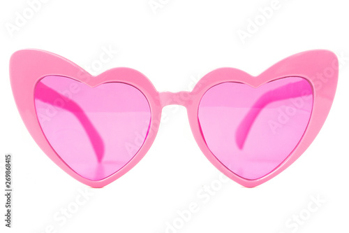 Pink Heart Shape Cat Eye Sunglasses isolated on white - front view