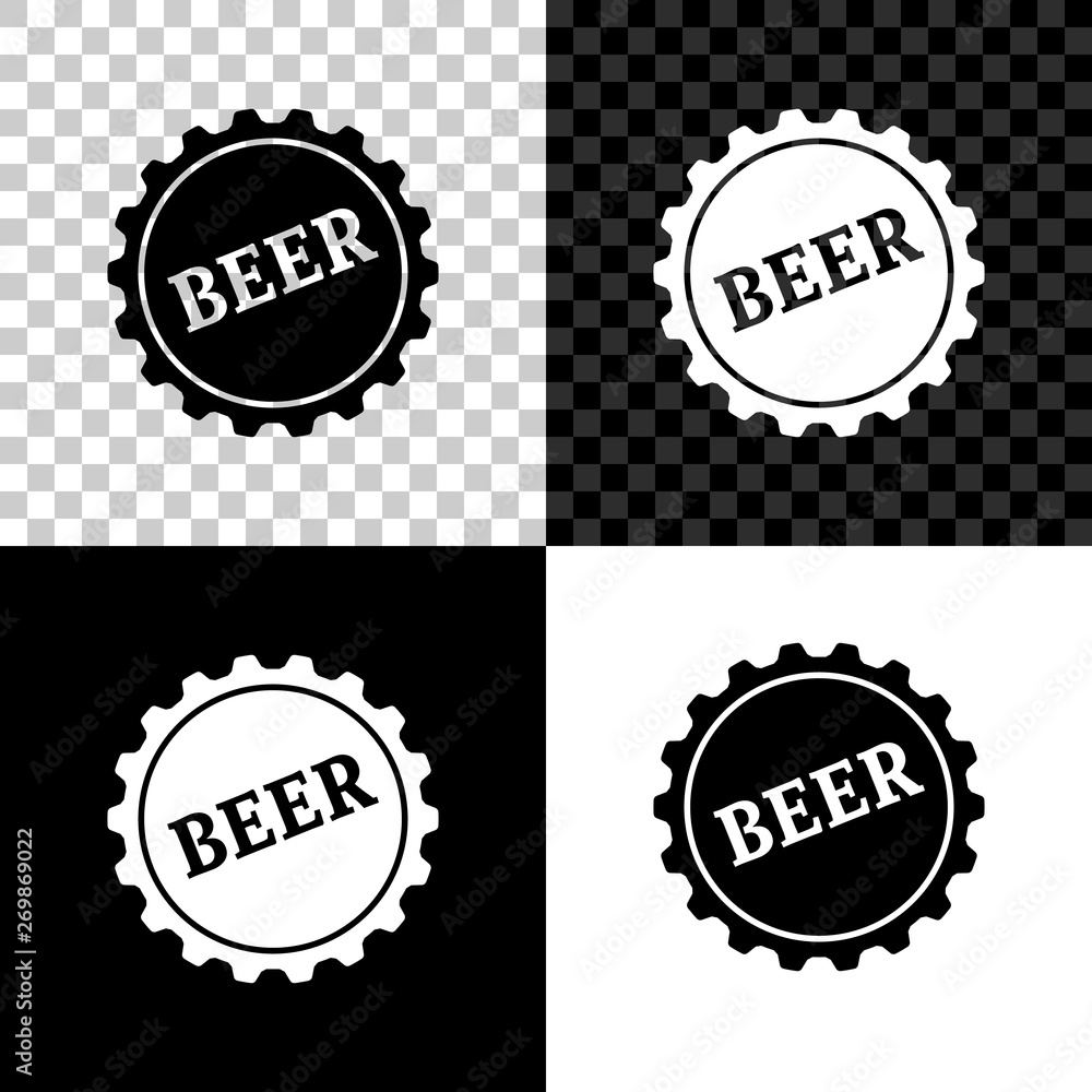 Bottle cap with beer word icon isolated on black, white and transparent background. Vector Illustration Bottle cap with beer word icon isolated on black, white and transparent background. Vector Illustration