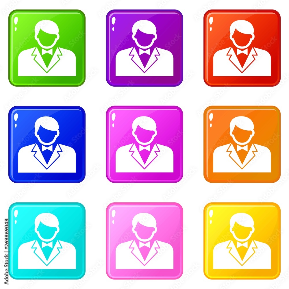 Croupier icons set 9 color collection isolated on white for any design Croupier icons set 9 color collection isolated on white for any design