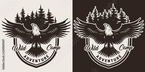 Vintage monochrome camping print