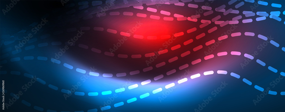 Smooth wave lines on blue neon color light background. Glowing abstract wave on dark, shiny motion, magic space light Smooth wave lines on blue neon color light background. Glowing abstract wave on dark, shiny motion, magic space light