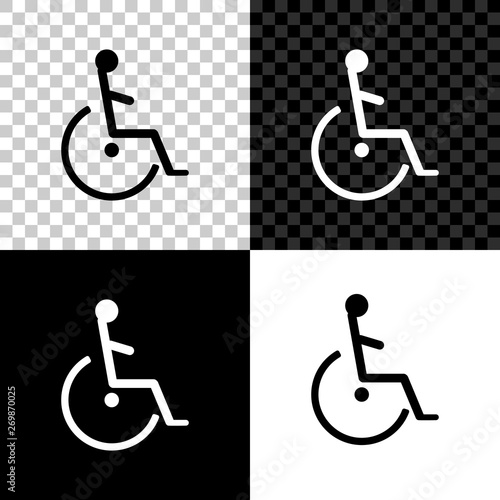 Disabled handicap icon isolated on black, white and transparent background. Wheelchair handicap sign. Vector Illustration