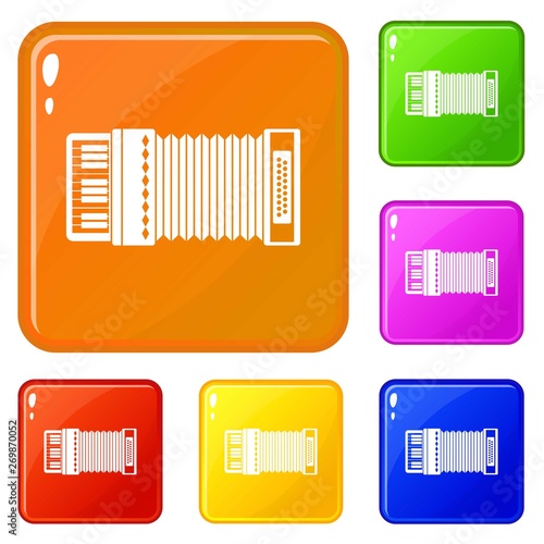 Accordion icons set collection vector 6 color isolated on white background