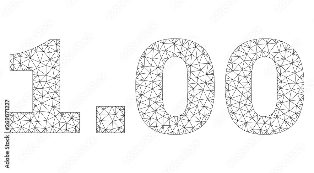 Mesh vector 1.00 text label. Abstract lines and circle dots form 1.00 ...