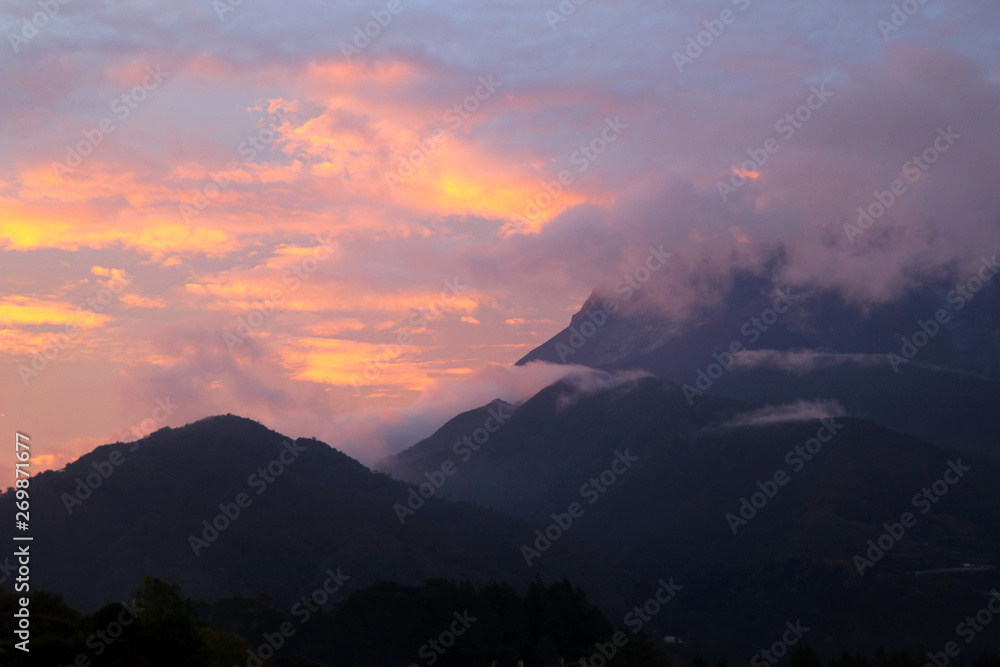 Mount Kinabalu at sunset - Borneo Malaysia Asia Mount Kinabalu at sunset - Borneo Malaysia Asia
