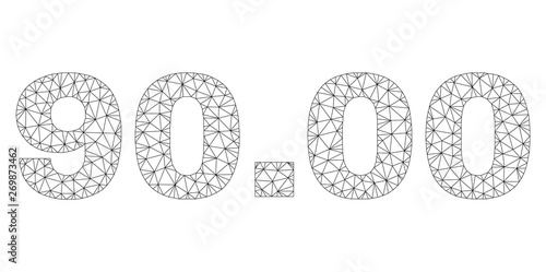 Mesh vector 90.00 text. Abstract lines and points are organized into 90.00 black carcass symbols. Linear carcass flat polygonal mesh in vector EPS format.